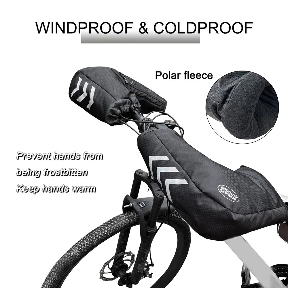 MYDAYS OUTDOOR 1 Pair Reflective Bike Handlebar Cover 420D Oxford Cloth Warm Road Bicycle Handlebar Sleeve - 5