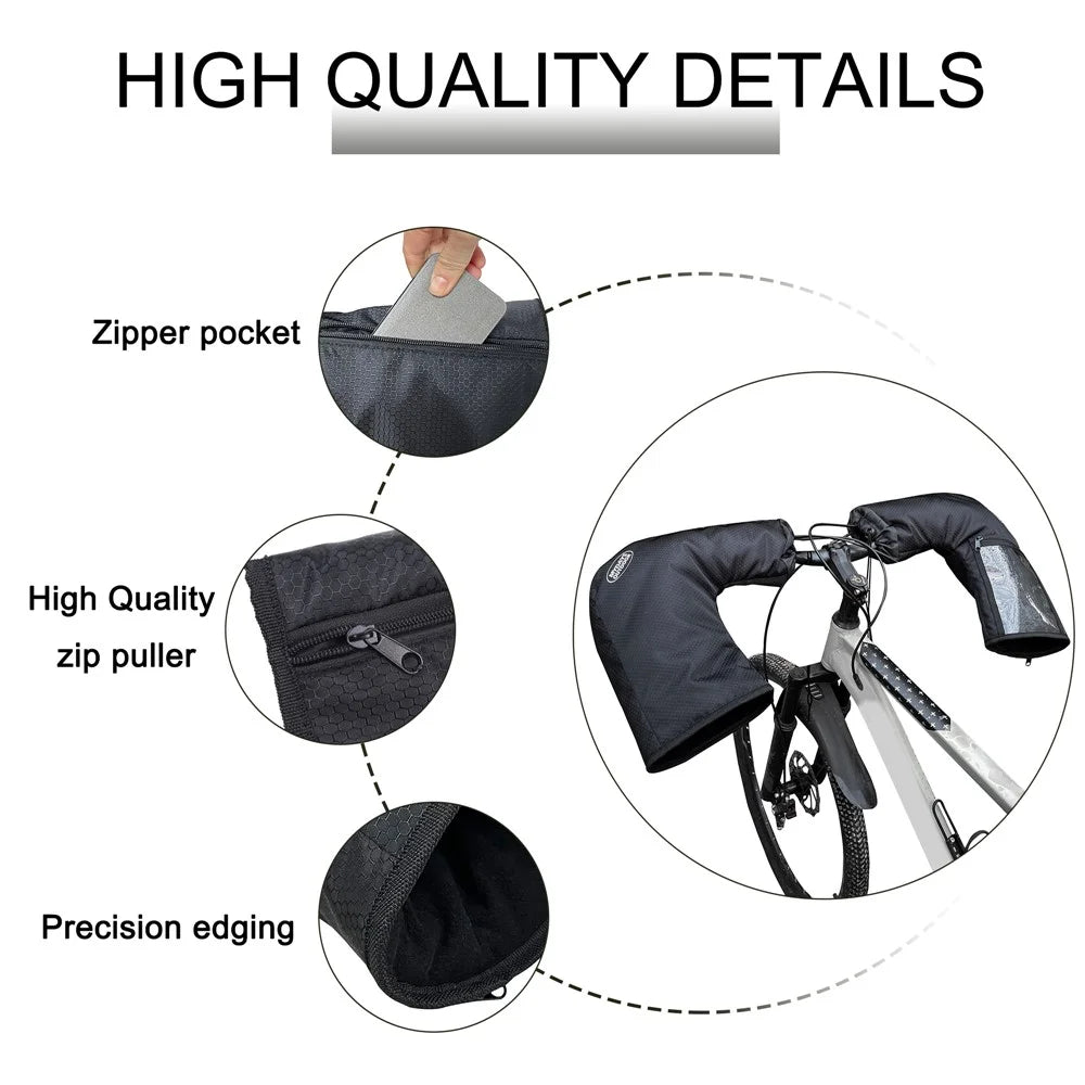 MYDAYS OUTDOOR 1 Pair Reflective Bike Handlebar Cover 420D Oxford Cloth Warm Road Bicycle Handlebar Sleeve - 7