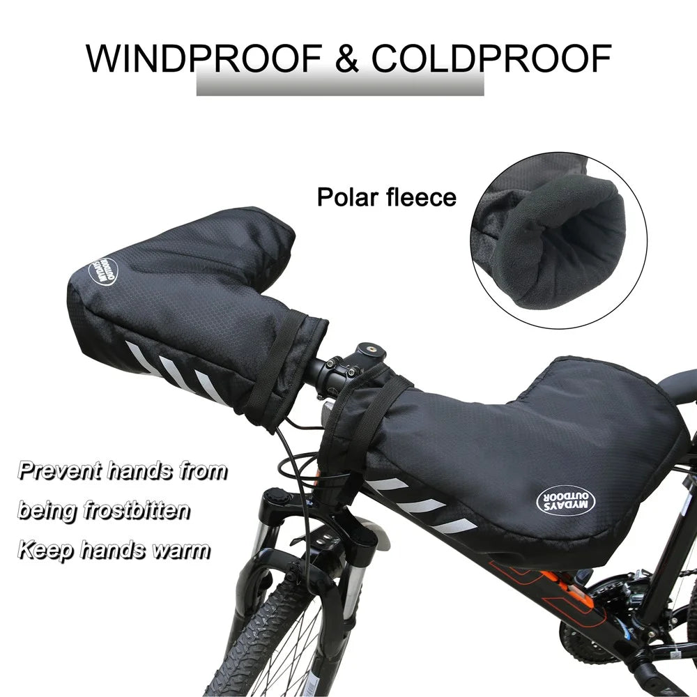 MYDAYS OUTDOOR 848201 Reflective Bike Handlebar Cover 420D Oxford Cloth Warm Handlebar Sleeve, 60x16x22cm - 3