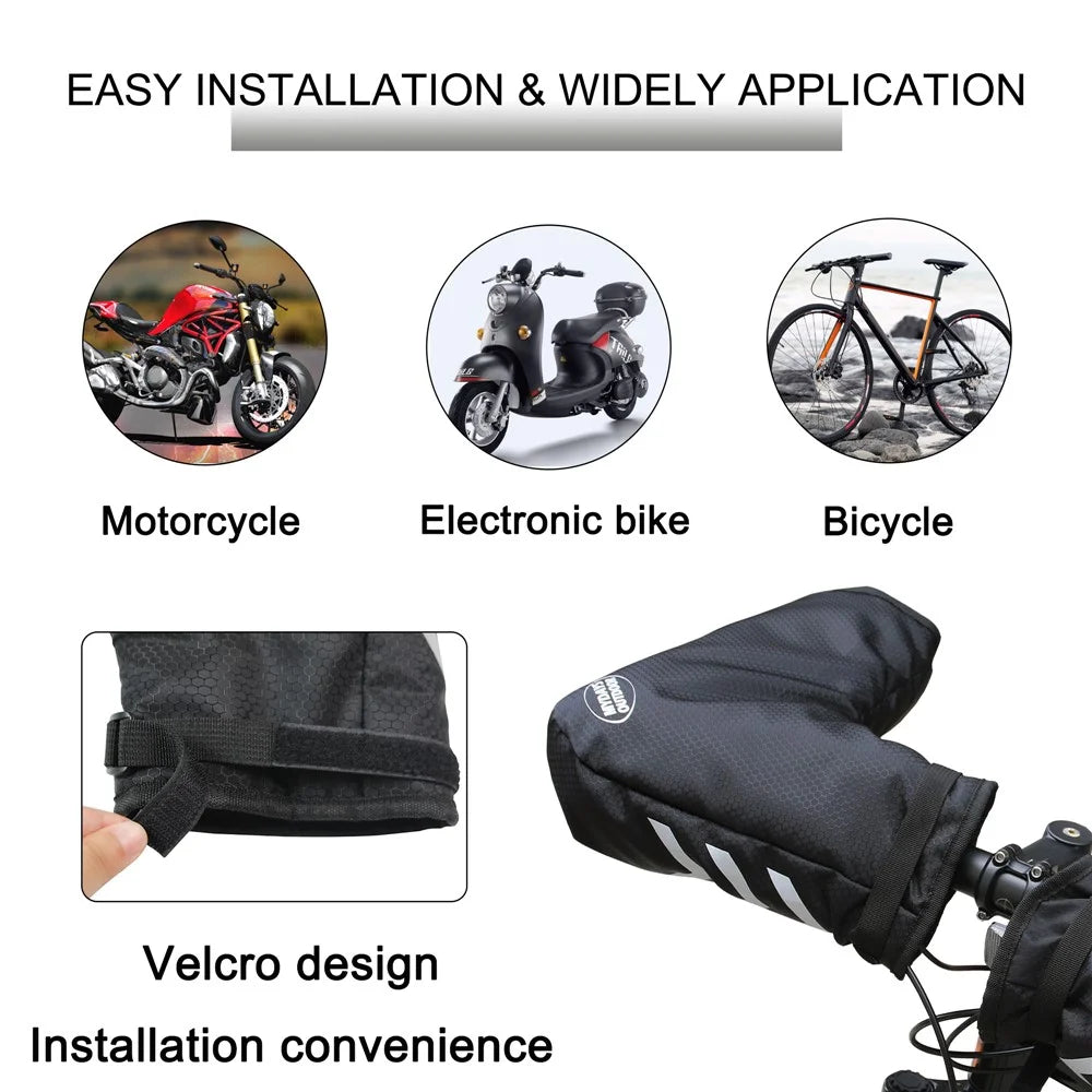 MYDAYS OUTDOOR 848201 Reflective Bike Handlebar Cover 420D Oxford Cloth Warm Handlebar Sleeve, 60x16x22cm - 4