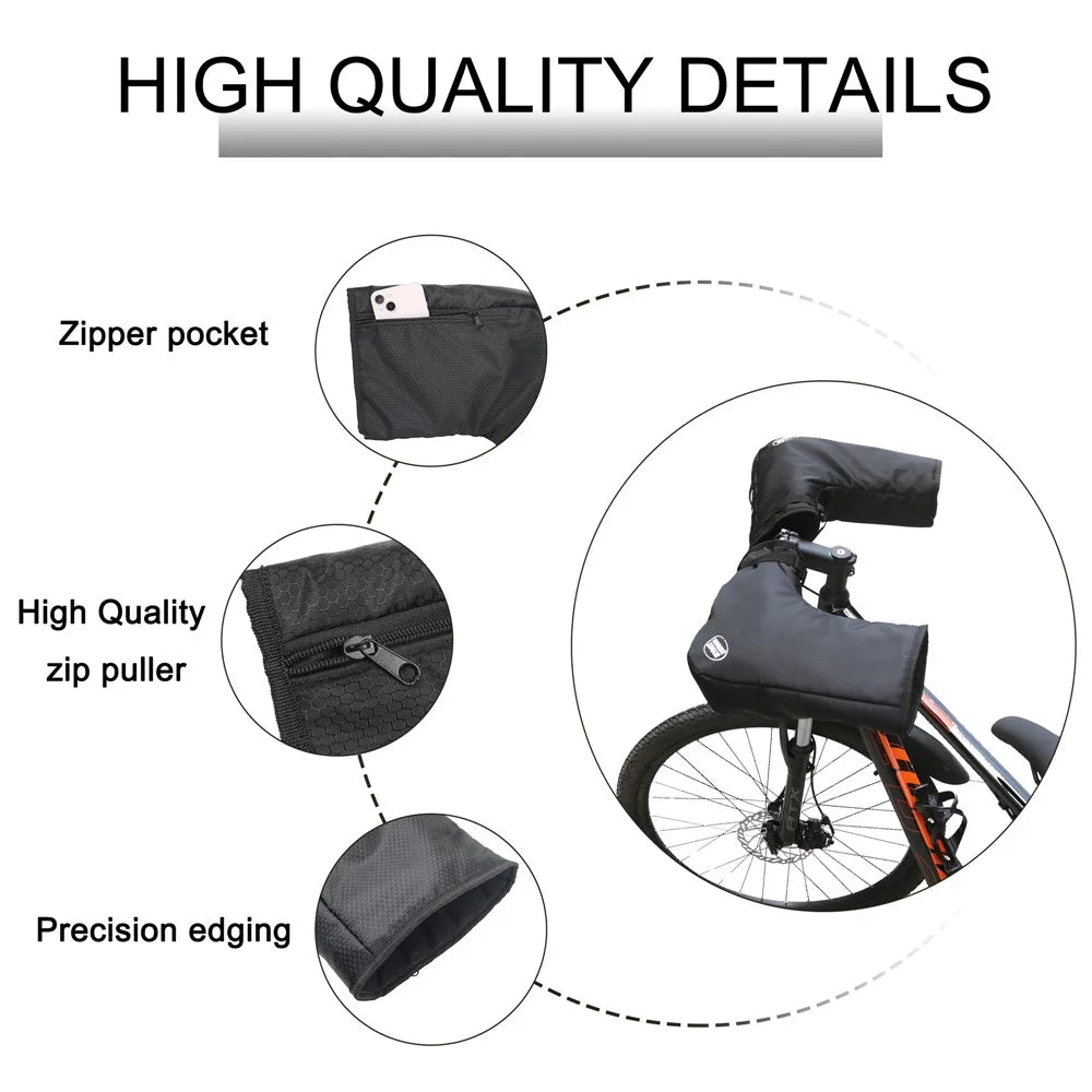 MYDAYS OUTDOOR 848201 Reflective Bike Handlebar Cover 420D Oxford Cloth Warm Handlebar Sleeve, 60x16x22cm - 5