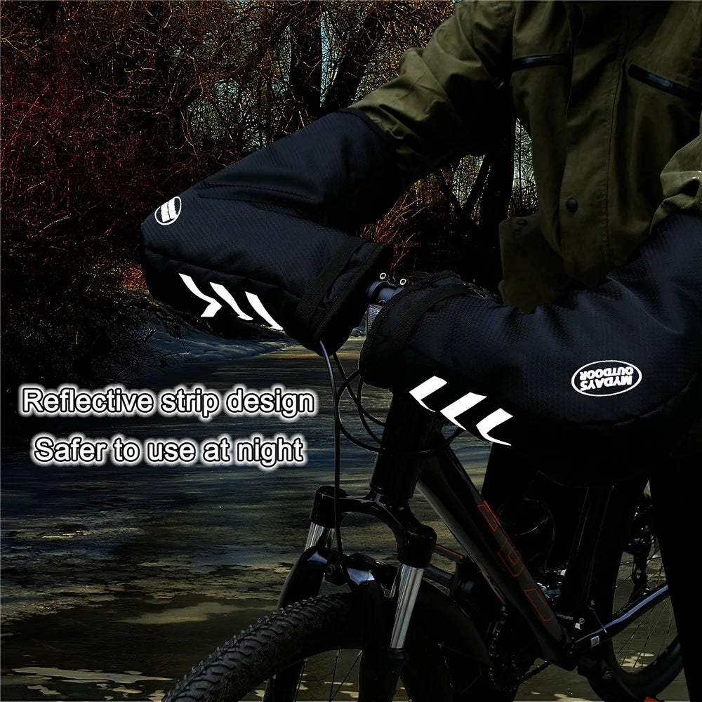 MYDAYS OUTDOOR 848201 Reflective Bike Handlebar Cover 420D Oxford Cloth Warm Handlebar Sleeve, 60x16x22cm - 6