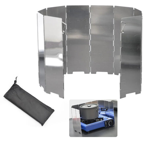 Folding Outdoor Stove Windscreen Aluminum Camping Stove 10 Plates Windshield Burner Windshield with Nylon Carrying Bag - 1