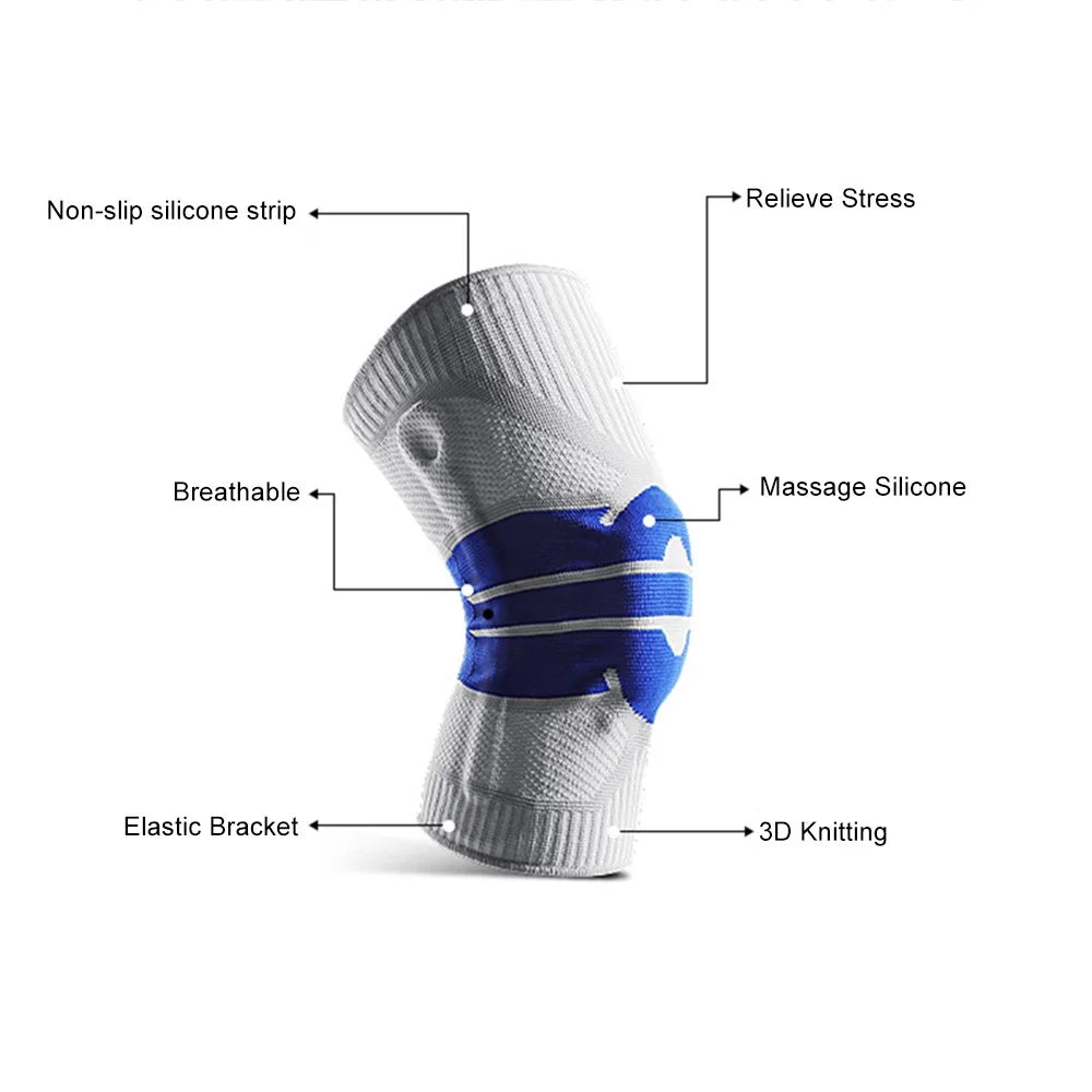 KYNCILOR AB058 Breathable Knee Support Brace Silicone Kneecap for Running Riding Basketball 1/Pc Elastic Knitted Knee Protective Pads - Sapphire/L - 7