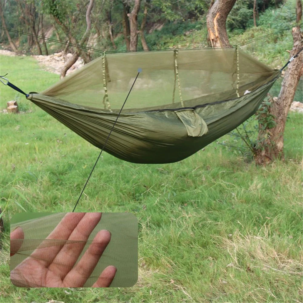 Camping Hanging Hammock Mosquito Net Bedding, Unfolded Size: 260x140cm - Army Green - 2