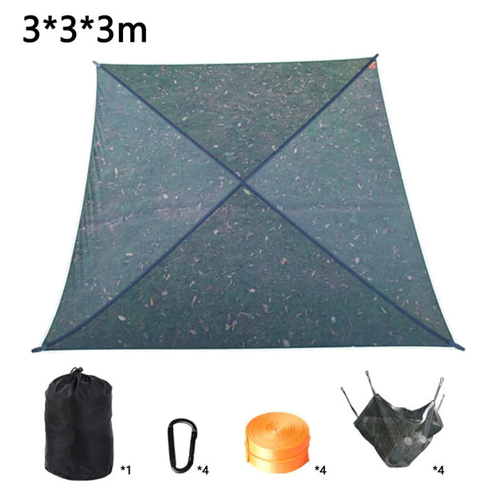 Camping Square Hammock Tree Hanging Bed, Unfolded Size: 3x3x3m - Black - 1