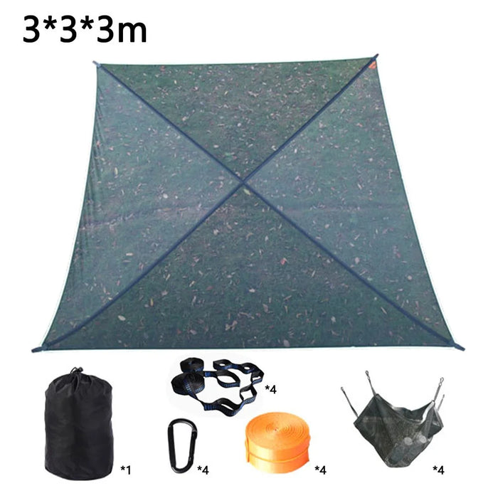 Camping Square Hammock Tree Hanging Bed, Unfolded Size: 3x3x3m - Black - 1