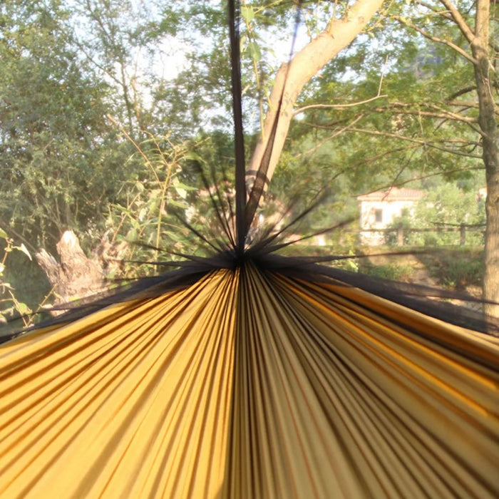 260x140cm Tree Hanging Hammock Camping Bedding with Mosquito Net - Camel - 5