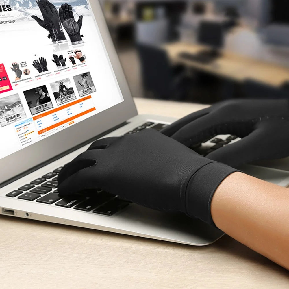 KYNCILOR A0047 1Pair Full Finger Compression Gloves Arthritis Protector for Women/Men Relieve Pain Gloves with Touchscreen Tips for Swelling Rheumatoid - S - 3