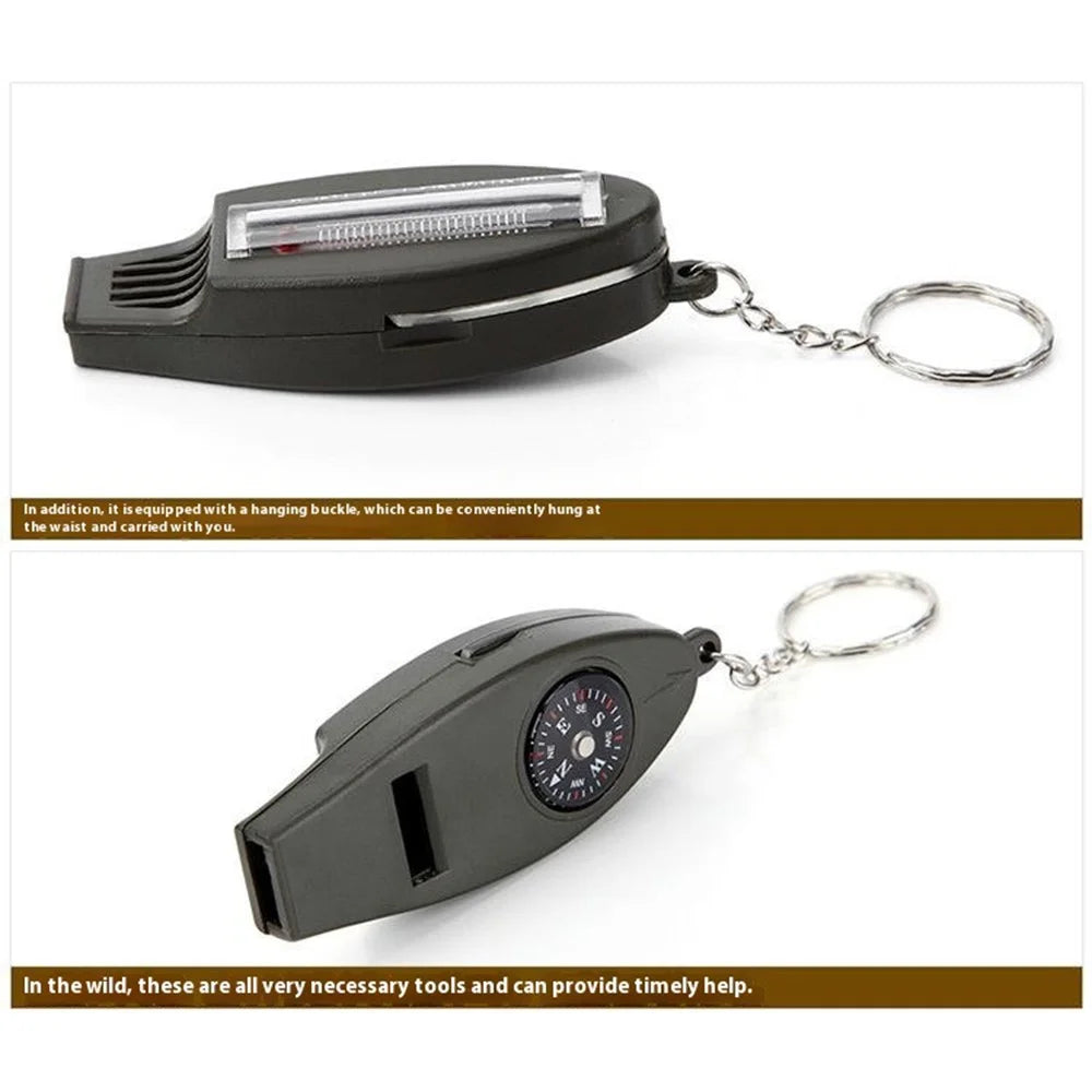 AOTU Multifunction 4 In 1 Survival Tool Whistle Compass Glass Magnifier Thermometer - 3
