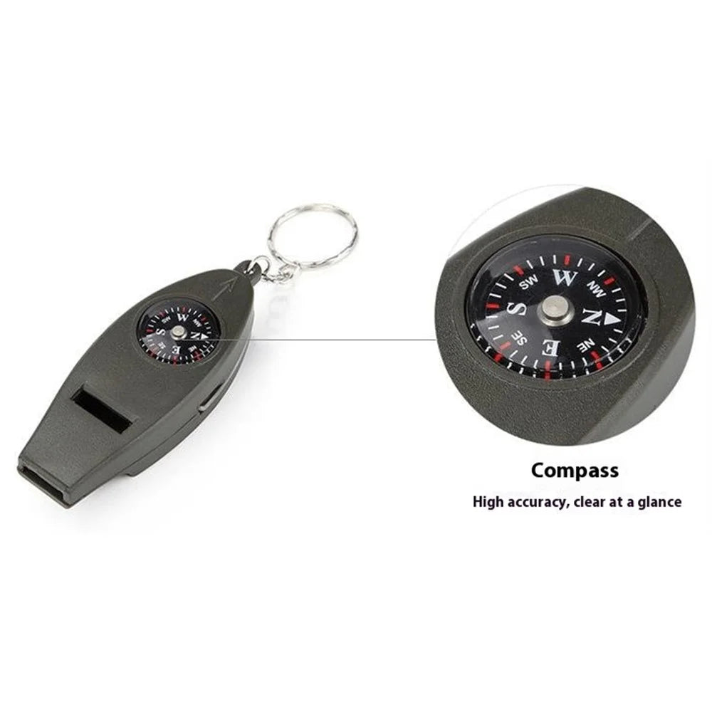 AOTU Multifunction 4 In 1 Survival Tool Whistle Compass Glass Magnifier Thermometer - 5