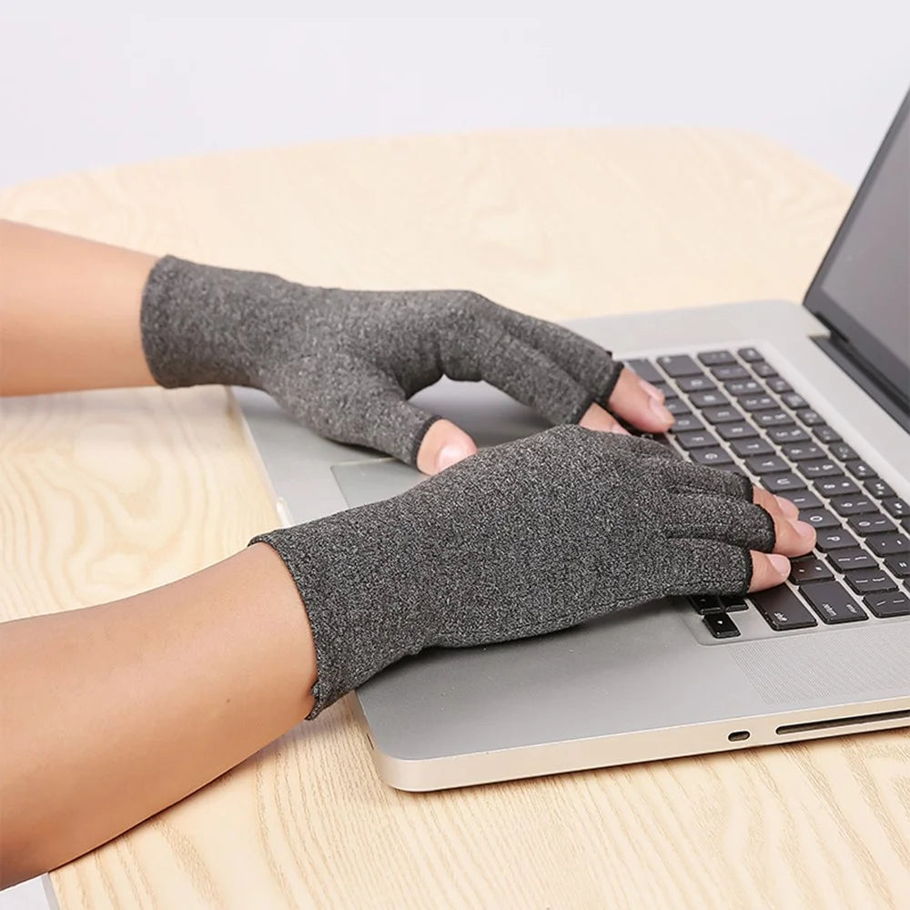KYNCILOR A0045 One Pair Compression Arthritis Gloves Men's Women's Fingerless Gloves Hand Protector Gloves for Computer Typing and Daily Work Relieve Pain from Rheumatoid, RSI, Carpal Tunnel - M - 3