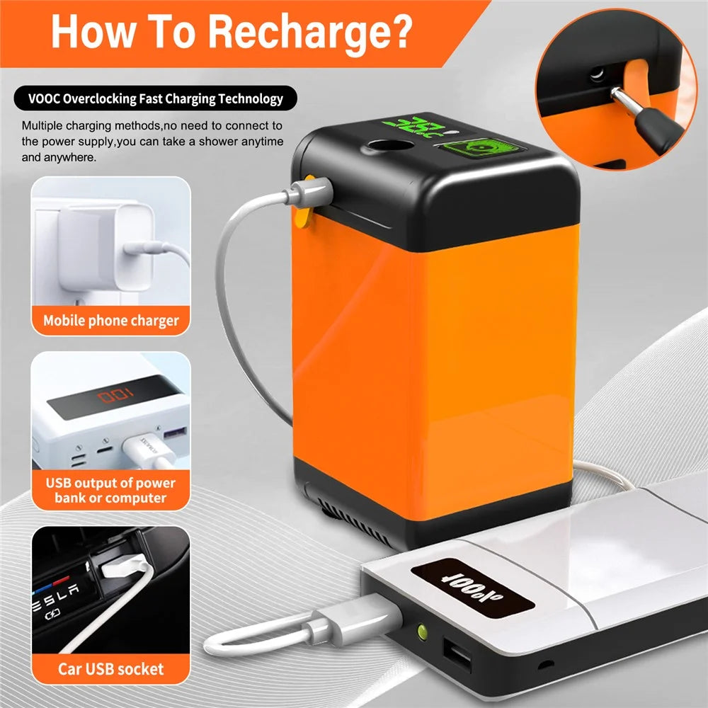 7800mAh Outdoor Camping Electric Shower with Smart Temperature Monitoring + 3 Spray Modes - 3