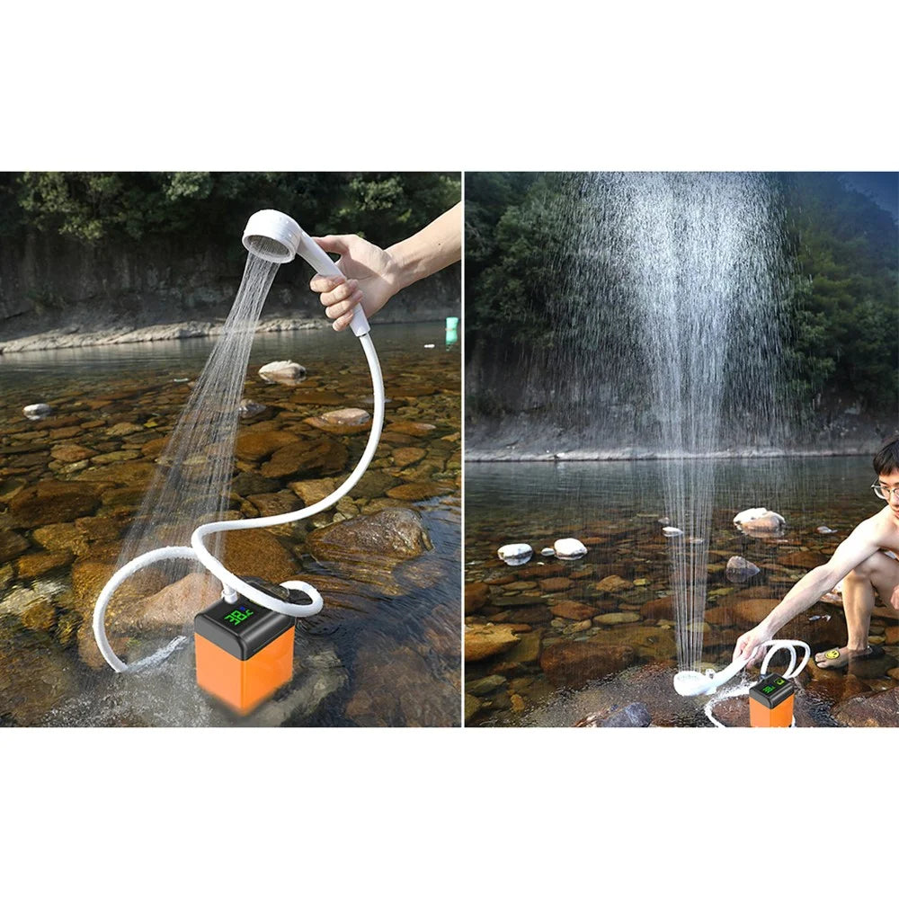 7800mAh Outdoor Camping Electric Shower with Smart Temperature Monitoring + 3 Spray Modes - 7