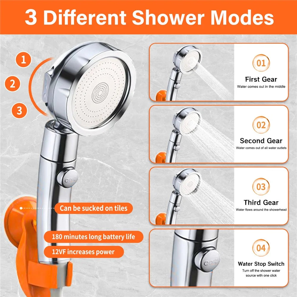 6000mAh Outdoor Camping Electric Shower with 3 Spray Modes - 3