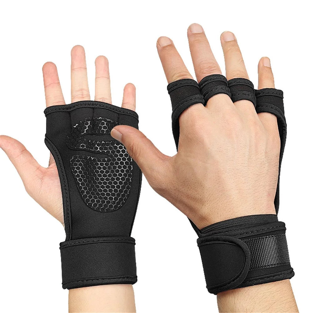 KYNCILOR A0051 One Pair Exercise Gloves Half Finger Workout Gloves Anti-slip Silicone Padding Palm for Weight Lifting, Powerlifting, Pull-Ups, Cross-Training, Riding - Black//L - 1