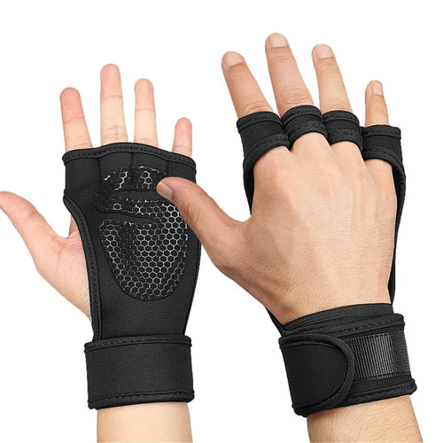 KYNCILOR A0051 One Pair Exercise Gloves Half Finger Workout Gloves Anti-slip Silicone Padding Palm for Weight Lifting, Powerlifting, Pull-Ups, Cross-Training, Riding - Black//L - 1