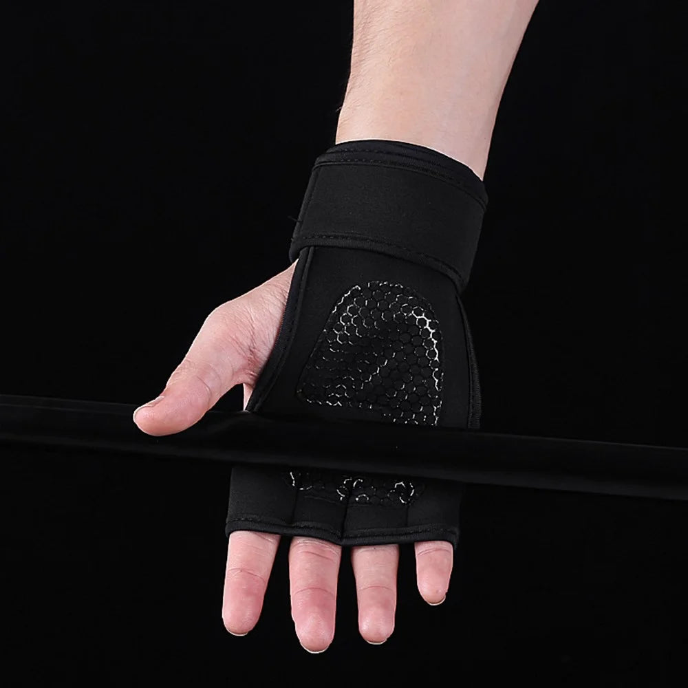 KYNCILOR A0051 One Pair Exercise Gloves Half Finger Workout Gloves Anti-slip Silicone Padding Palm for Weight Lifting, Powerlifting, Pull-Ups, Cross-Training, Riding - Black//L - 3