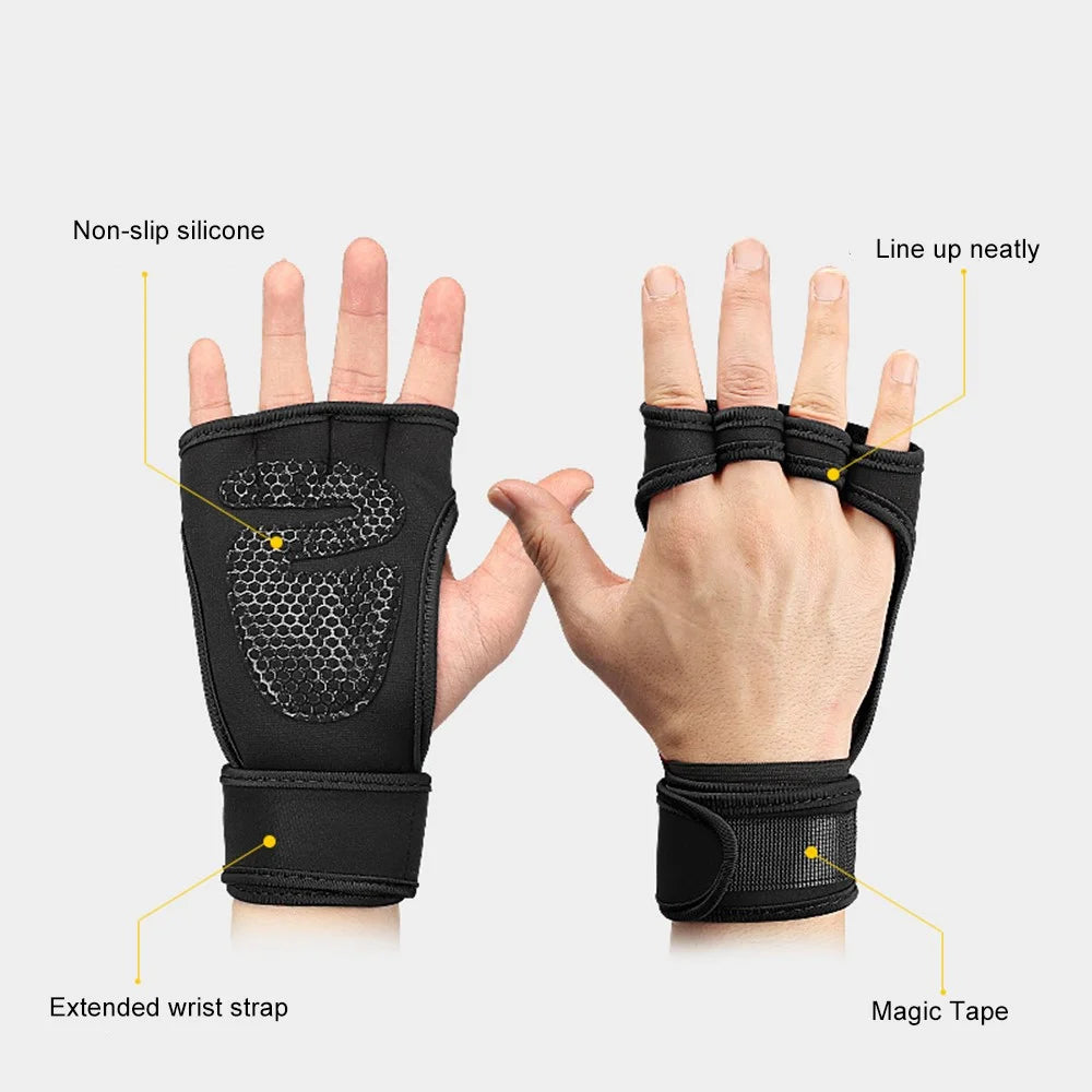 KYNCILOR A0051 One Pair Exercise Gloves Half Finger Workout Gloves Anti-slip Silicone Padding Palm for Weight Lifting, Powerlifting, Pull-Ups, Cross-Training, Riding - Black//L - 6