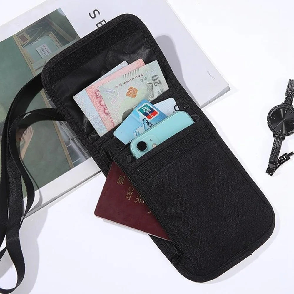 AOTU AT6938 Nylon Phone Passport Cards Storage Bag Outdoor Neck Hanging Crossbody Bag - Khaki - 4
