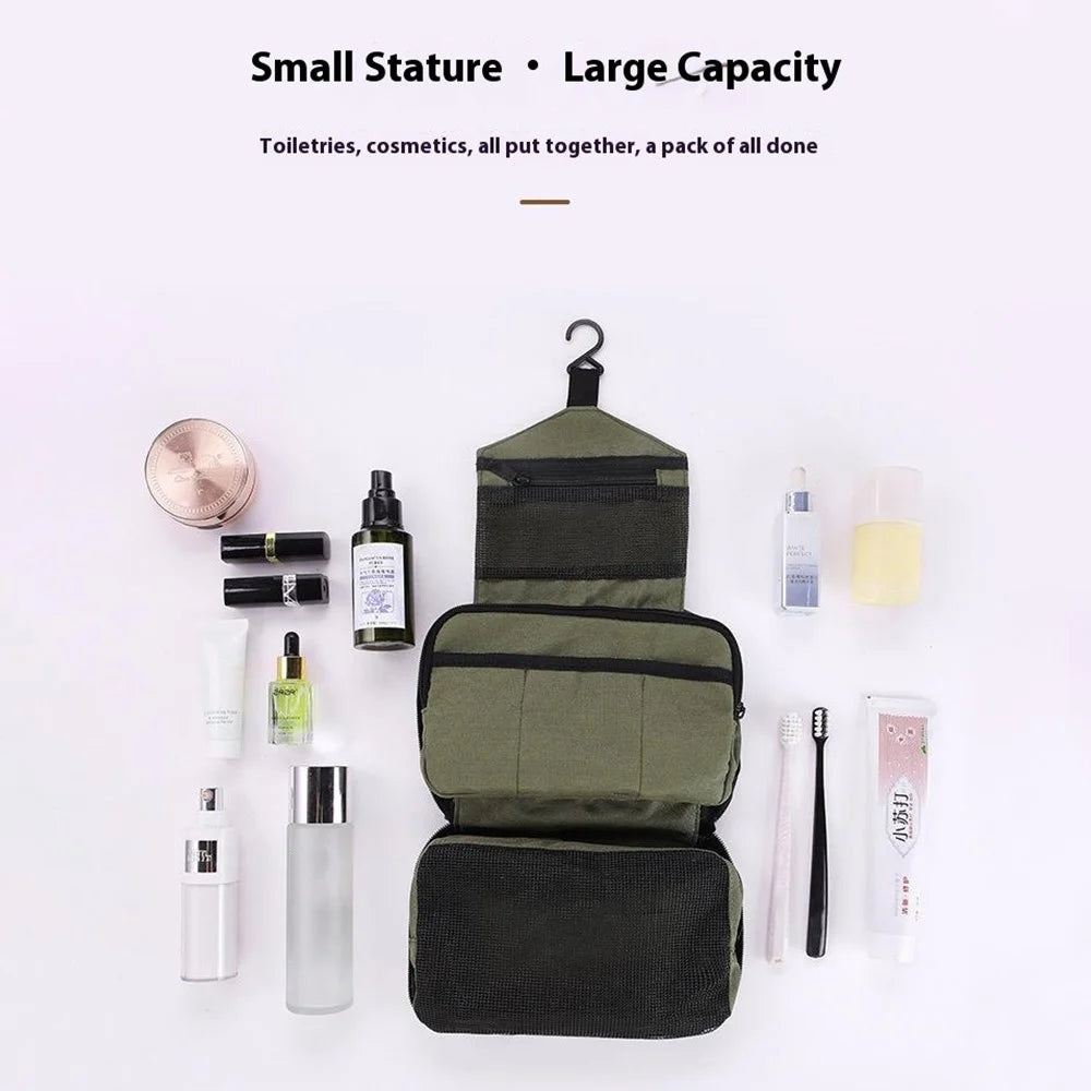 AOTU AT6903-2 Portable Oxford Cloth Travel Cosmetics Toiletries Storage Bag with Hanging Hook - Army Green - 6