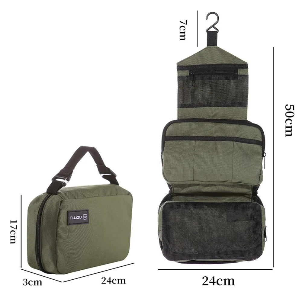 AOTU AT6903-2 Portable Oxford Cloth Travel Cosmetics Toiletries Storage Bag with Hanging Hook - Army Green - 7