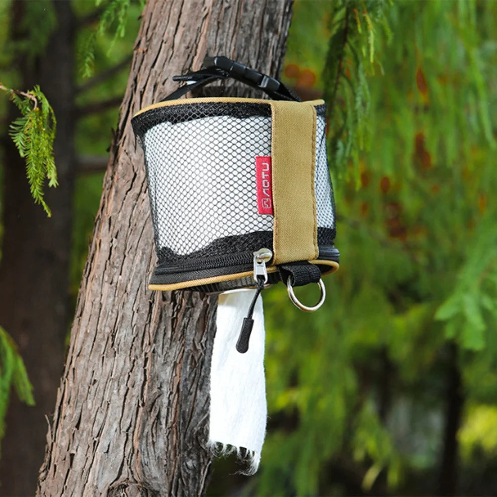 AOTU AT6948 Outdoor Camping Tissue Box Roll Paper Holder Mesh Storage Bag for Toilet Paper - Khaki - 5