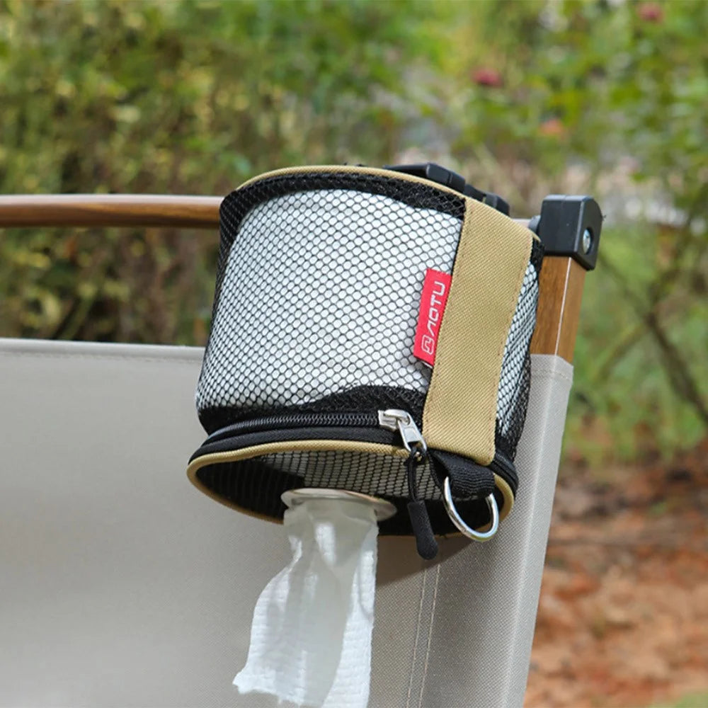 AOTU AT6948 Outdoor Camping Tissue Box Roll Paper Holder Mesh Storage Bag for Toilet Paper - Khaki - 7