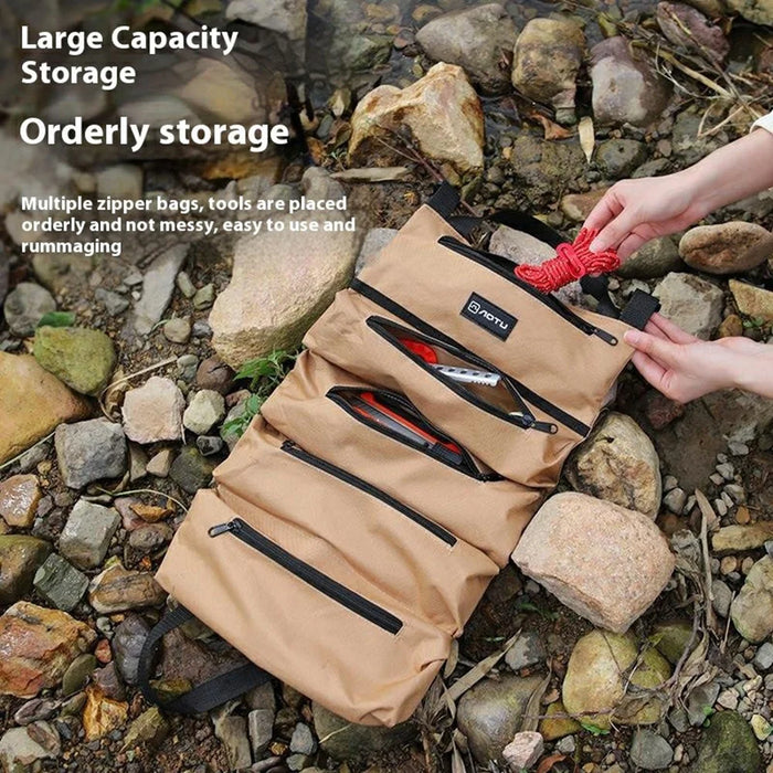 AOTU AT6944 Camping Tool Roll Bag Oxford Cloth Tools Organizer Roll Up Storage Pouch - Khaki - 3