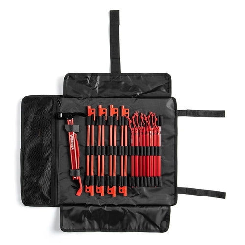WIDESEA WSDD-S2 Outdoor Camping Tent Accessories Set Aluminum Alloy Hammer Ground Nail Wind Rope Storage Bag Kit - Red - 1