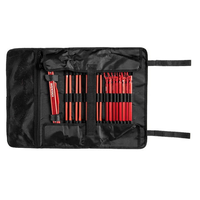 WIDESEA WSDD-S2 Outdoor Camping Tent Accessories Set Aluminum Alloy Hammer Ground Nail Wind Rope Storage Bag Kit - Red - 3