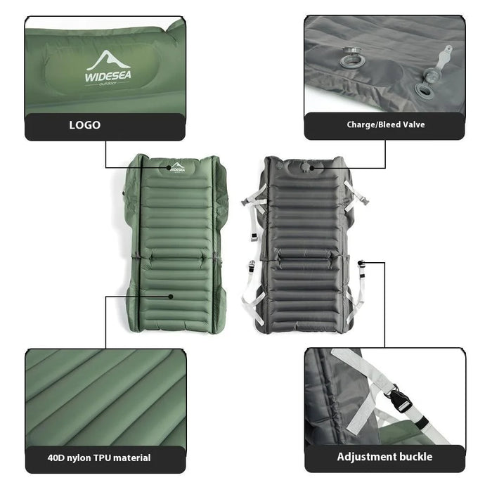 WIDESEA WSCM-200G Outdoor Inflatable Moistur-Proof Mat Folding Camping Cushion with Backrest - 4