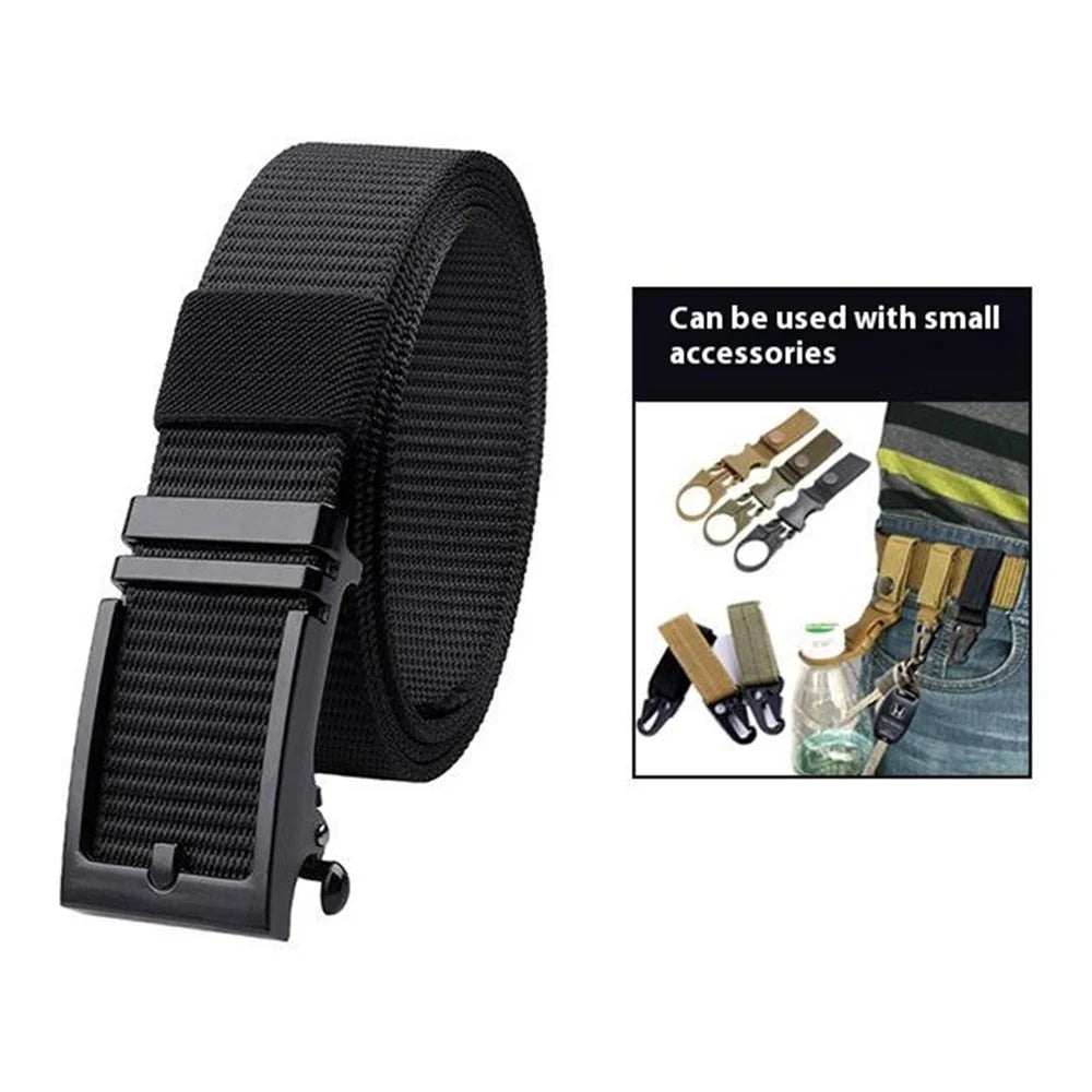 SN-P026 125cm Men's Outdoor Nylon Belt Webbing Work Belt with Alloy Buckle - Black - 2
