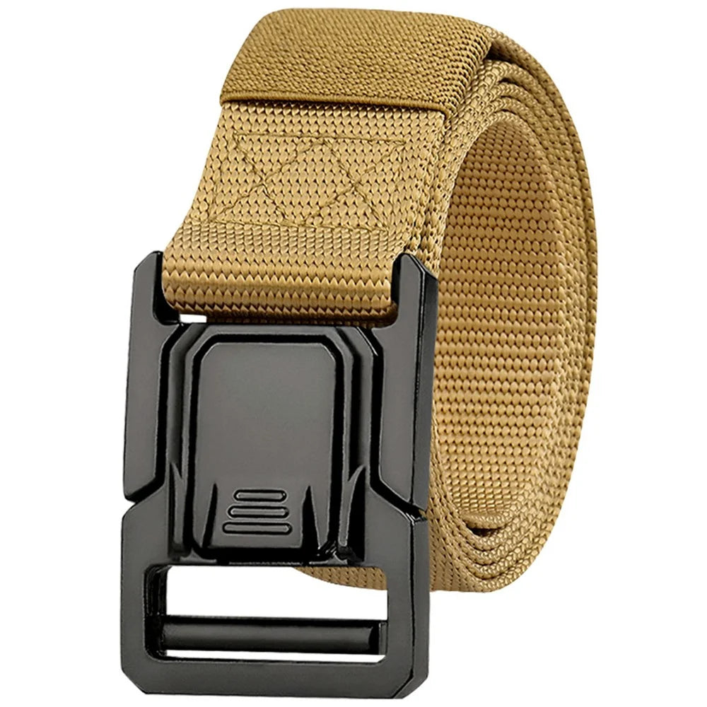 SN-P113 125x3.8cm Men's Nylon Web Tactical Belt Adjustable Work Belt with Zinc Alloy Buckle - Khaki - 1