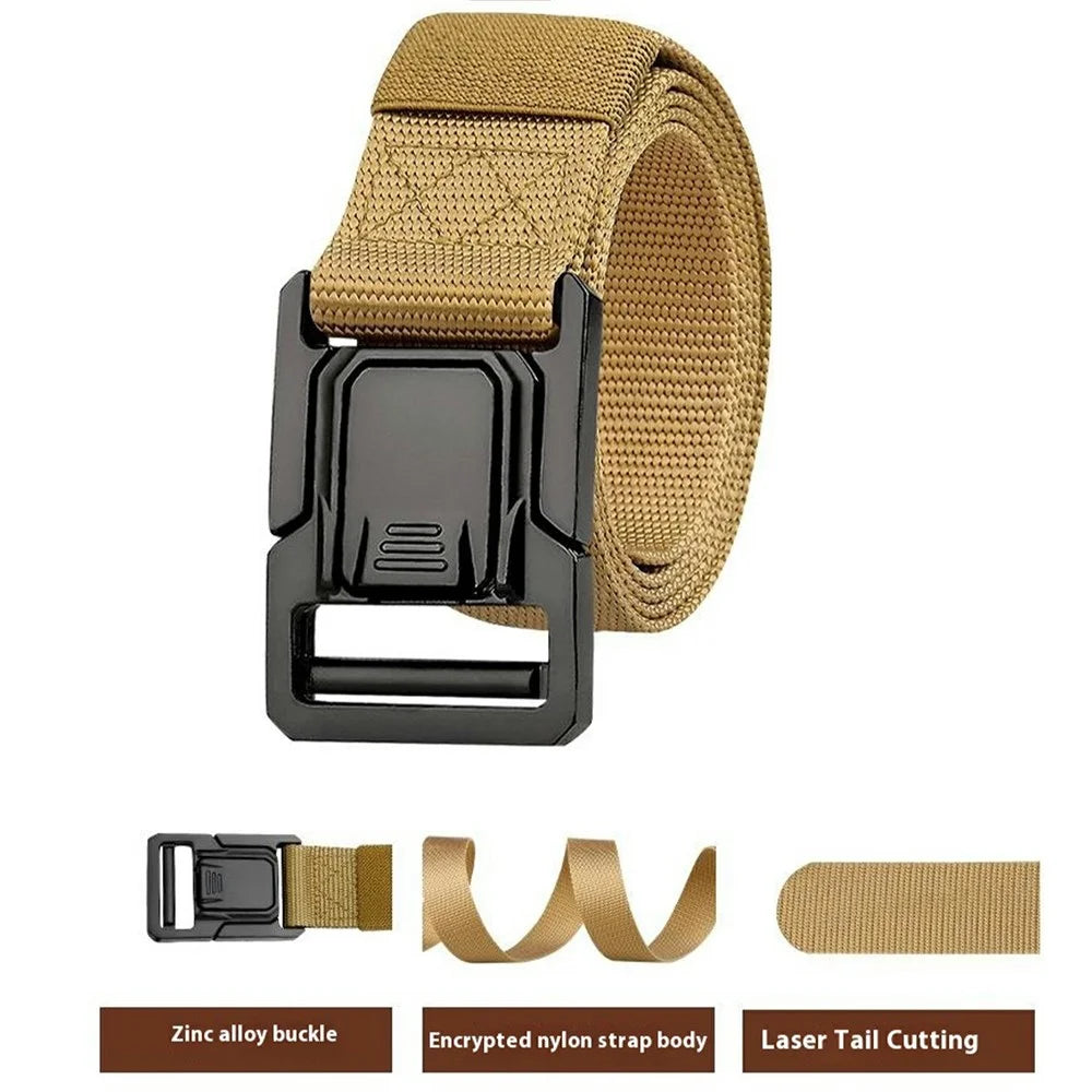 SN-P113 125x3.8cm Men's Nylon Web Tactical Belt Adjustable Work Belt with Zinc Alloy Buckle - Khaki - 3
