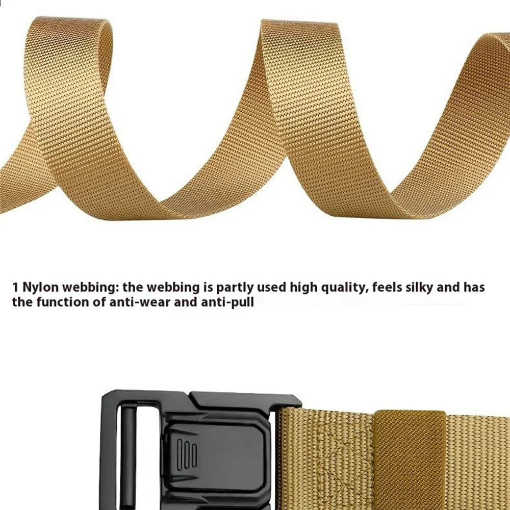 SN-P113 125x3.8cm Men's Nylon Web Tactical Belt Adjustable Work Belt with Zinc Alloy Buckle - Khaki - 4