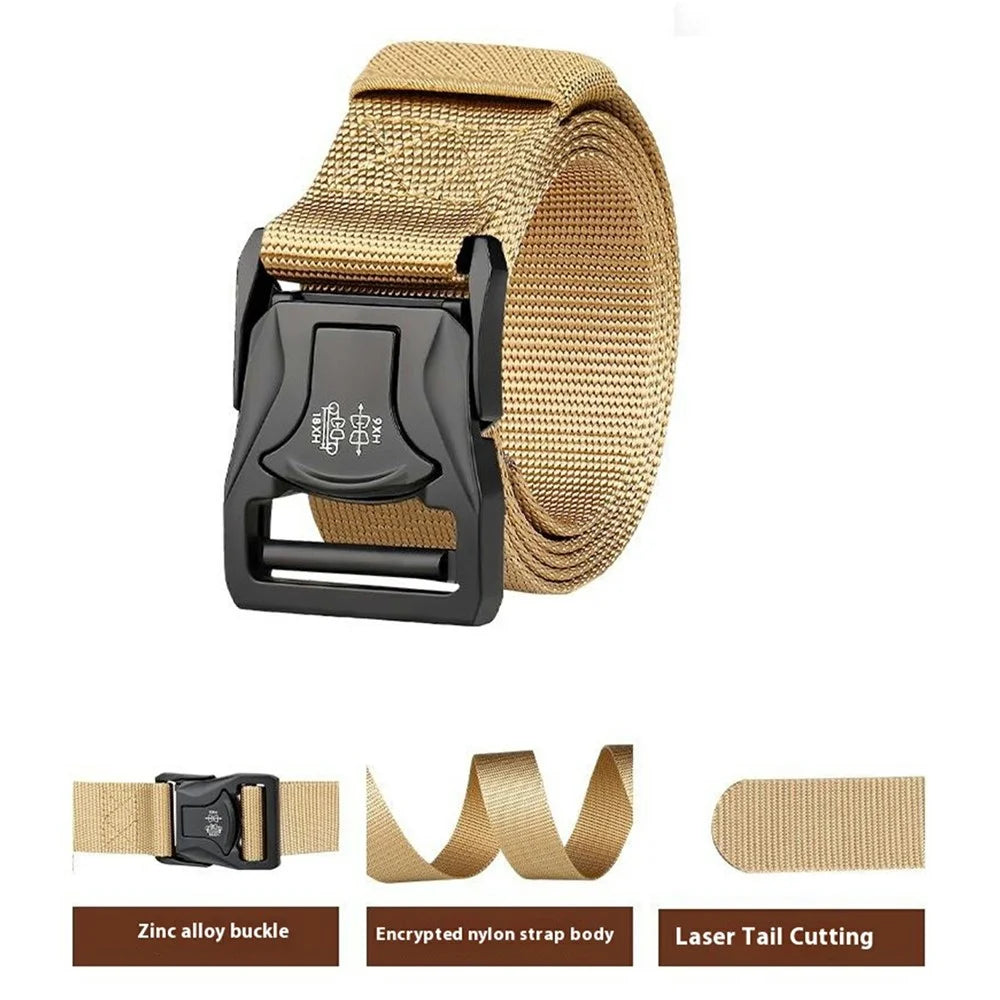 SN-P104 125x3.8cm Men's Nylon Webbing Belt Tactical Training Work Belt with Zinc Alloy Buckle - Khaki - 3