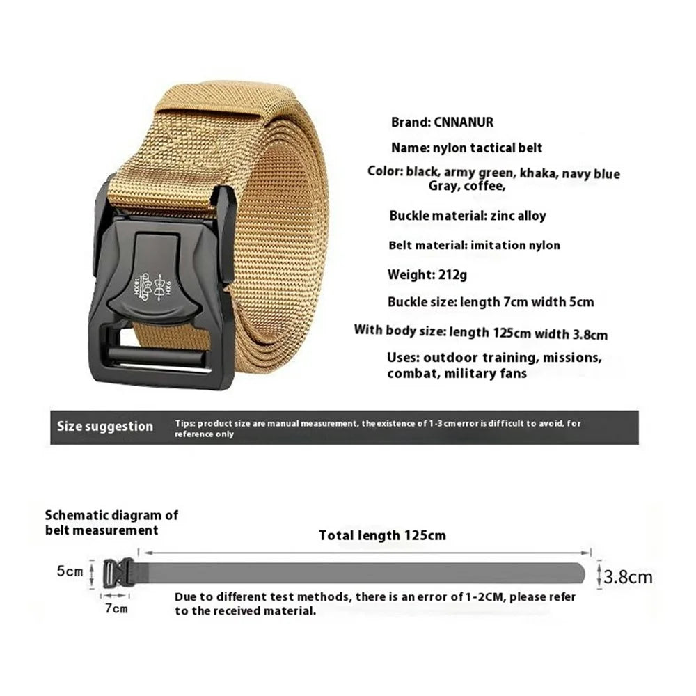 SN-P104 125x3.8cm Men's Nylon Webbing Belt Tactical Training Work Belt with Zinc Alloy Buckle - Khaki - 4