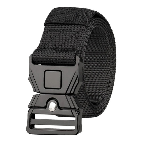 SN-P118 125x3.8cm Men's Nylon Webbing Belt Tactical Training Work Belt with Zinc Alloy Press-Type Buckle - Black - 1