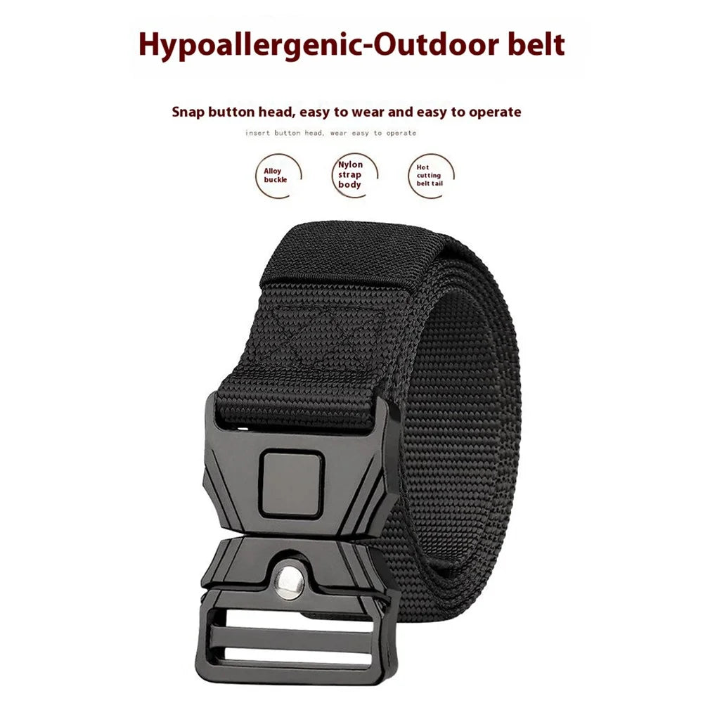 SN-P118 125x3.8cm Men's Nylon Webbing Belt Tactical Training Work Belt with Zinc Alloy Press-Type Buckle - Black - 2