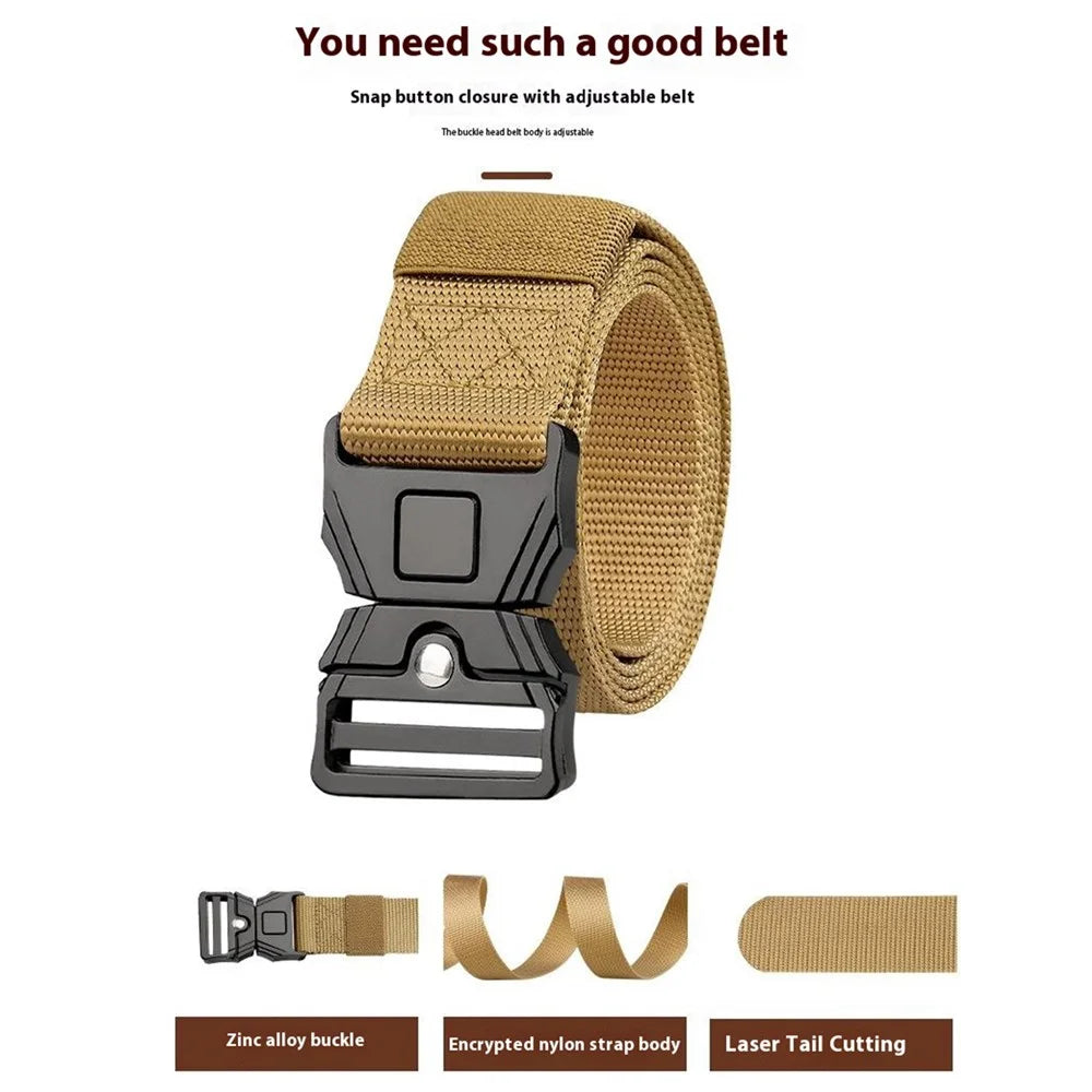 SN-P118 125x3.8cm Men's Nylon Webbing Belt Tactical Training Work Belt with Zinc Alloy Press-Type Buckle - Black - 4