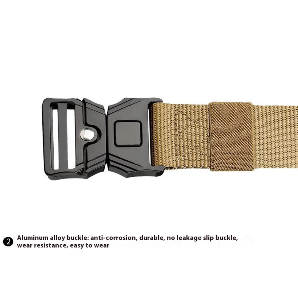 SN-P118 125x3.8cm Men's Nylon Webbing Belt Tactical Training Work Belt with Zinc Alloy Press-Type Buckle - Black - 6