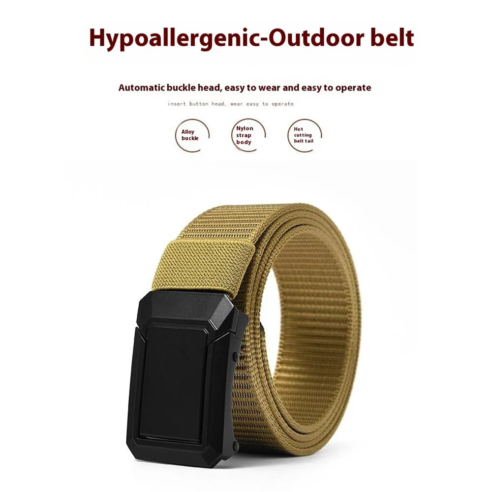 SN-P118 125cm Men Waist Belt Nylon Waistband with Zinc Alloy Buckle Bottle Opener - Khaki - 2