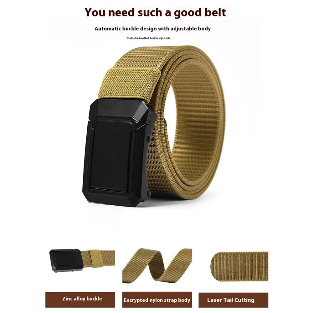 SN-P118 125cm Men Waist Belt Nylon Waistband with Zinc Alloy Buckle Bottle Opener - Khaki - 4