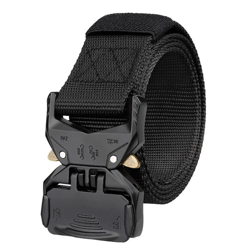 SN-P099 125x3.8cm Men's Nylon Web Tactical Belt Outdoor Work Belt with Zinc Alloy Buckle - Black - 1