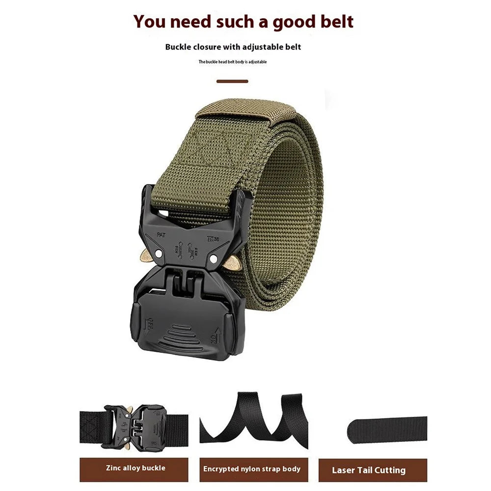 SN-P099 125x3.8cm Men's Nylon Web Tactical Belt Outdoor Work Belt with Zinc Alloy Buckle - Black - 4
