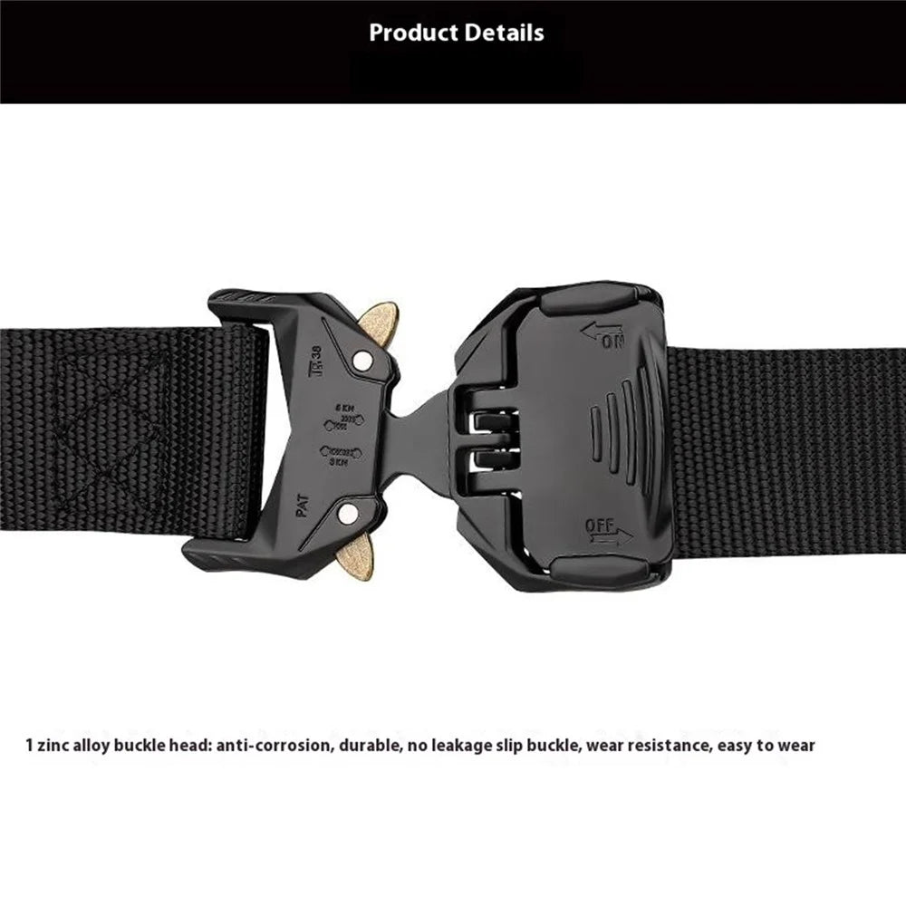SN-P099 125x3.8cm Men's Nylon Web Tactical Belt Outdoor Work Belt with Zinc Alloy Buckle - Black - 5