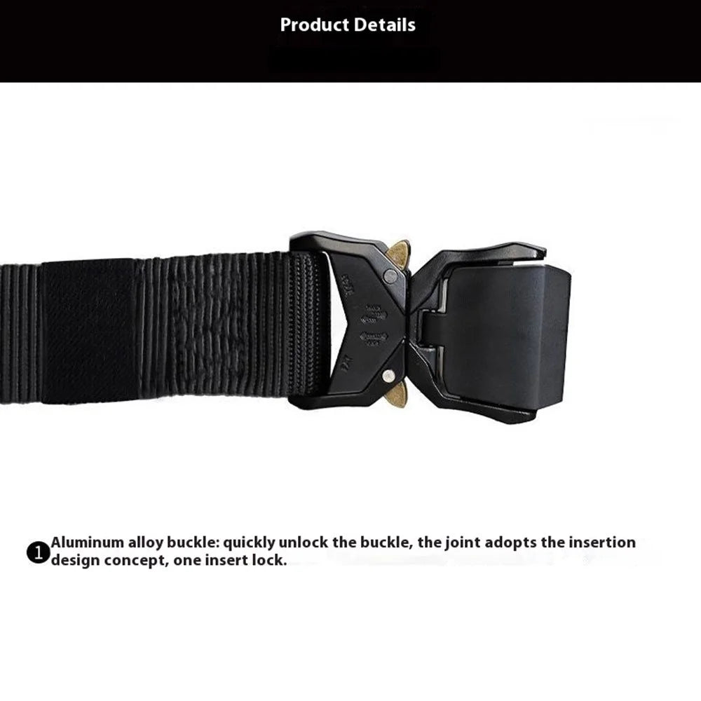 SN-P025-1 Aluminum Alloy Buckle Men Tactical Waist Belt Casual Nylon Waistband - Black - 5