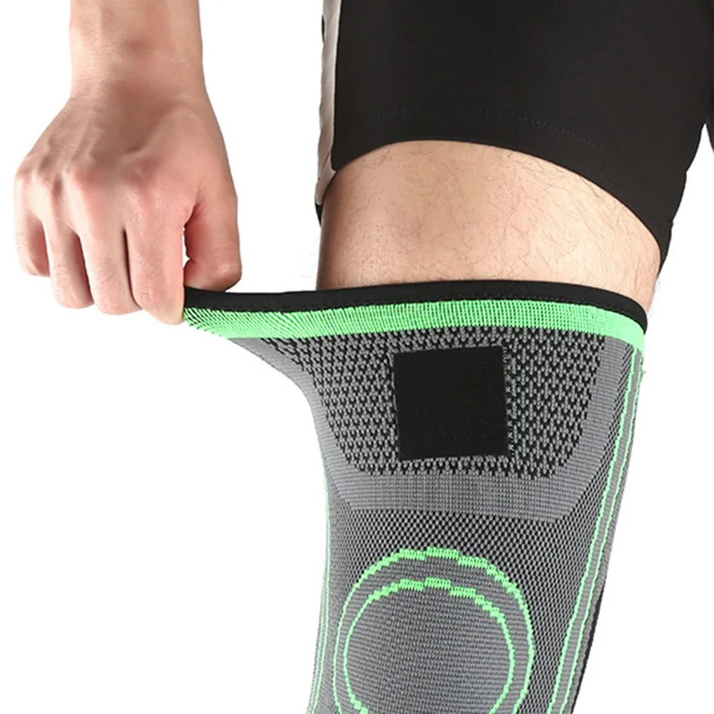 KYNCILOR AB023 Knee Compression Sleeve for Running Hiking Basketball 1/Pc Fitness Knee Support Brace Elastic Knee Protector with Straps - Green/S - 2