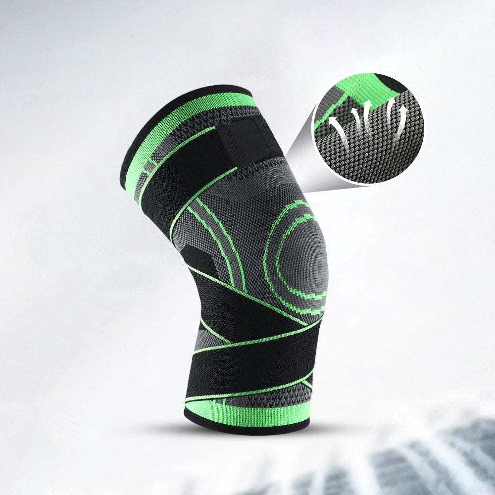 KYNCILOR AB023 Knee Compression Sleeve for Running Hiking Basketball 1/Pc Fitness Knee Support Brace Elastic Knee Protector with Straps - Green/S - 5